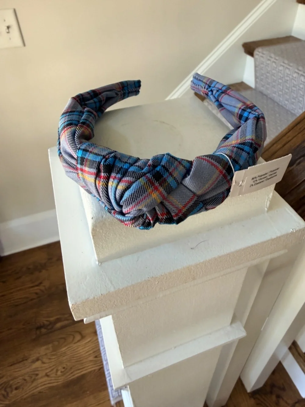 J. Crew Blue Plaid Knot Headband